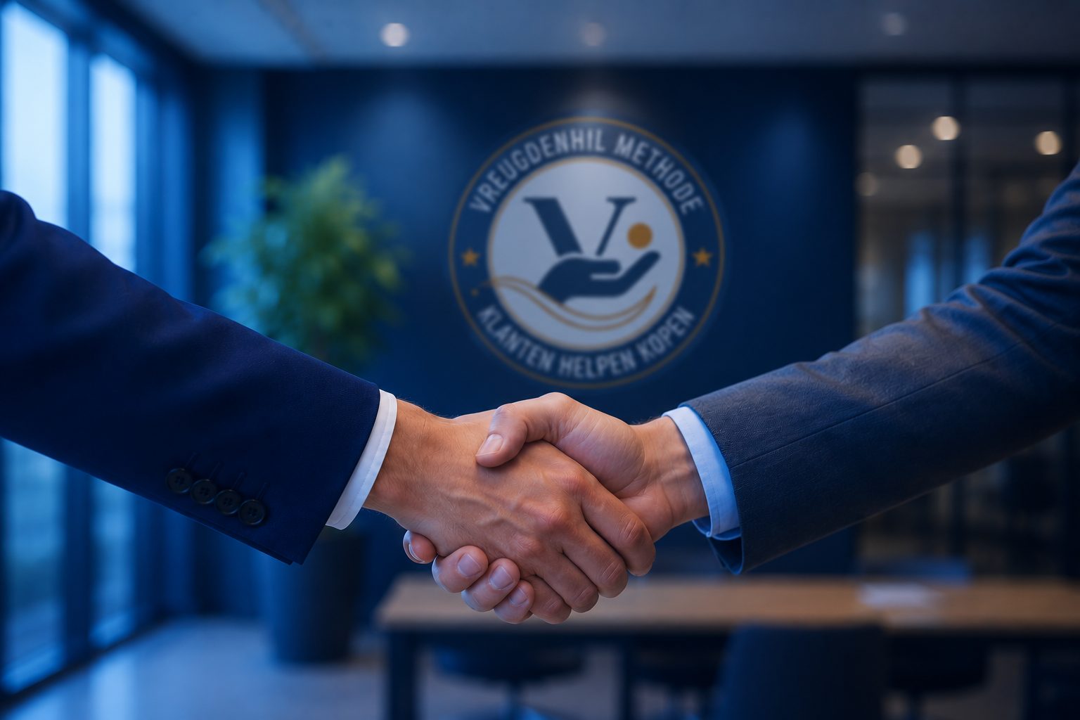 Handdruk tussen partner en Robert Vreugdenhil voor het Partner Program